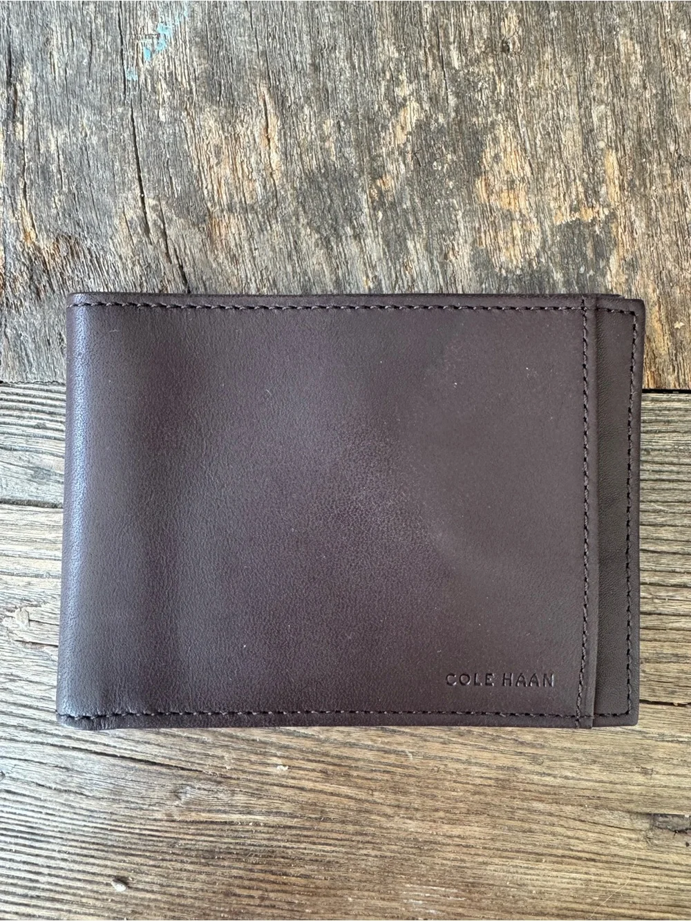 Cole Haan Dark Brown Leather Bi-Fold Card Holder